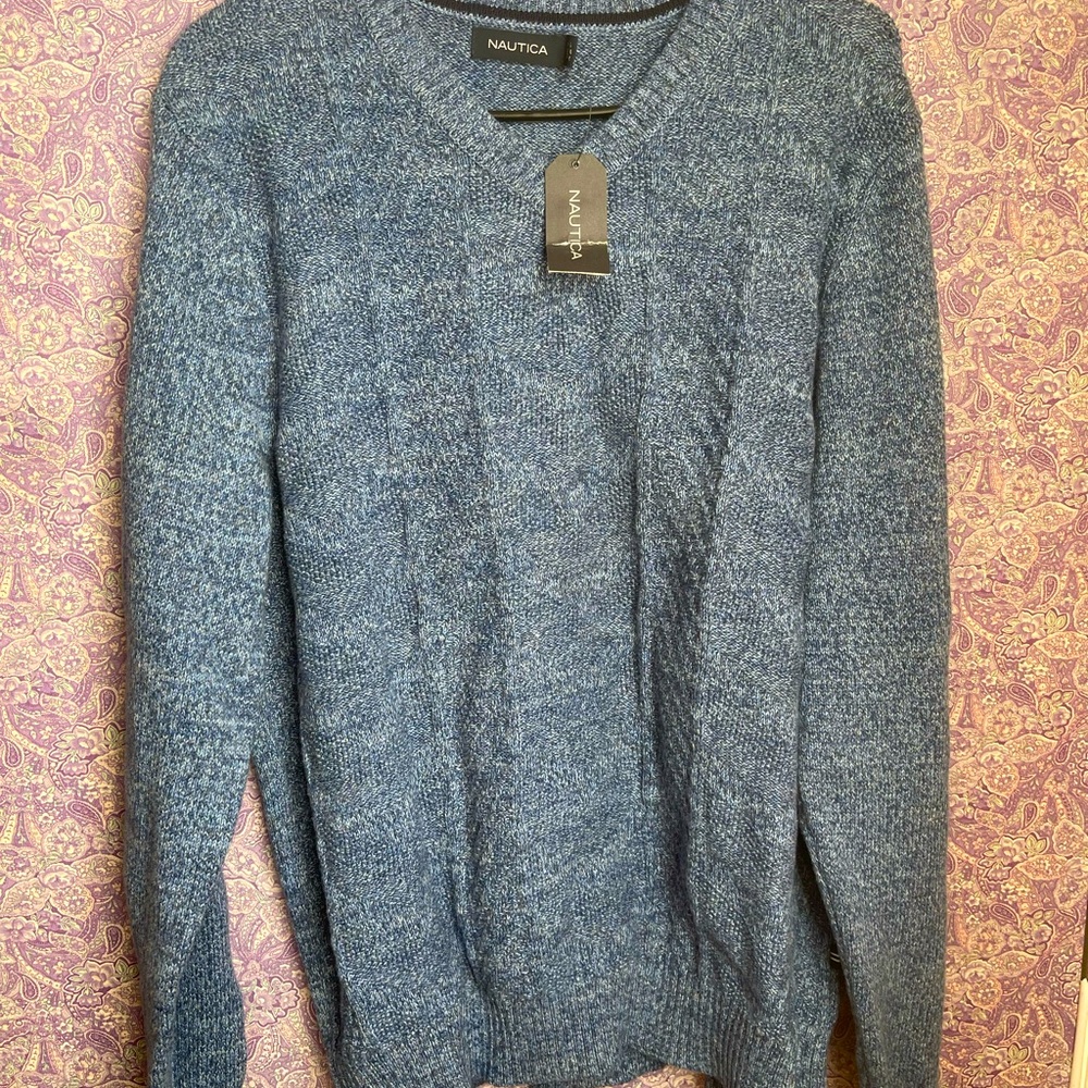 Men’s Sweater Size L. New with tag.   Náutica.  Indigo color.